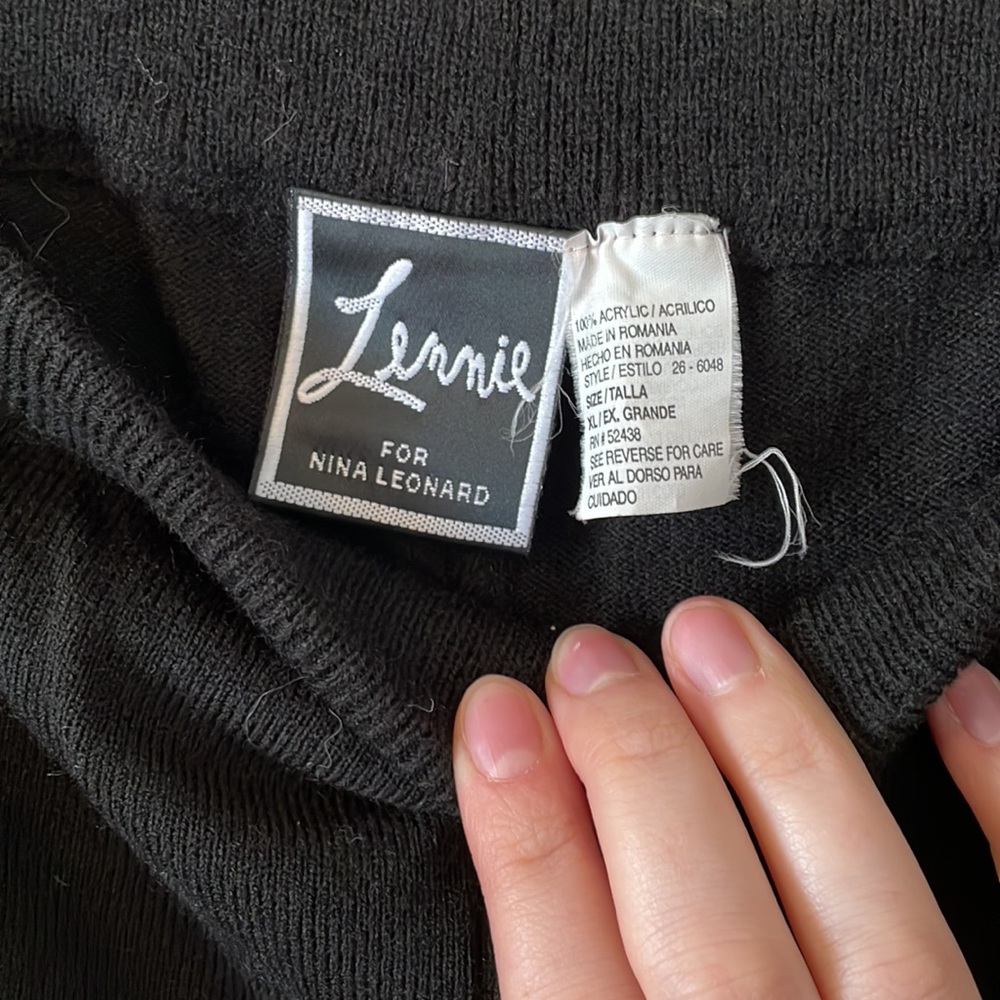 Lennie black wide leg ribbed knit lounge pants. - Picture 4 of 4